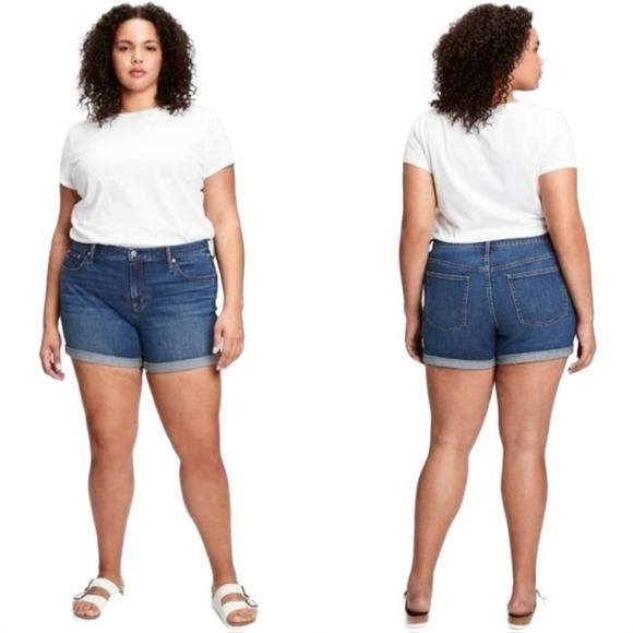 GAP 5" Mid Rise Distressed Jean Shorts in Medium Destroy Denim Size 29 / 8R - Picture 1 of 7